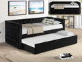 Trina Black Fabric Nail Head Trim Twin Day Bed with Trundle – 5335-BK