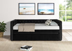 Trina Black Fabric Nail Head Trim Twin Day Bed with Trundle – 5335-BK
