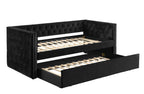 Trina Black Fabric Nail Head Trim Twin Day Bed with Trundle – 5335-BK