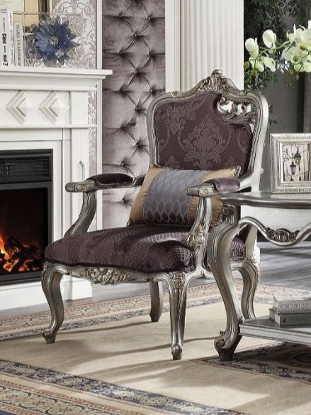 Acme 53465-67 3 pc Astoria grand Picardy antique platinum finish wood velvet tufted back sofa and 2 - arm chairs