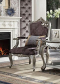 Acme 53467 Astoria grand Picardy antique platinum finish wood velvet tufted back accent chair