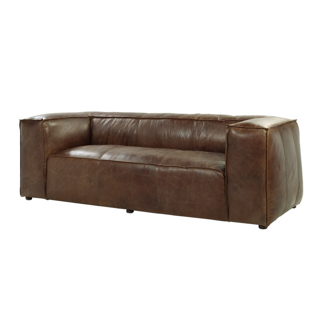 Acme 53545  17 stories diep brancaster retro brown top grain leather sofa