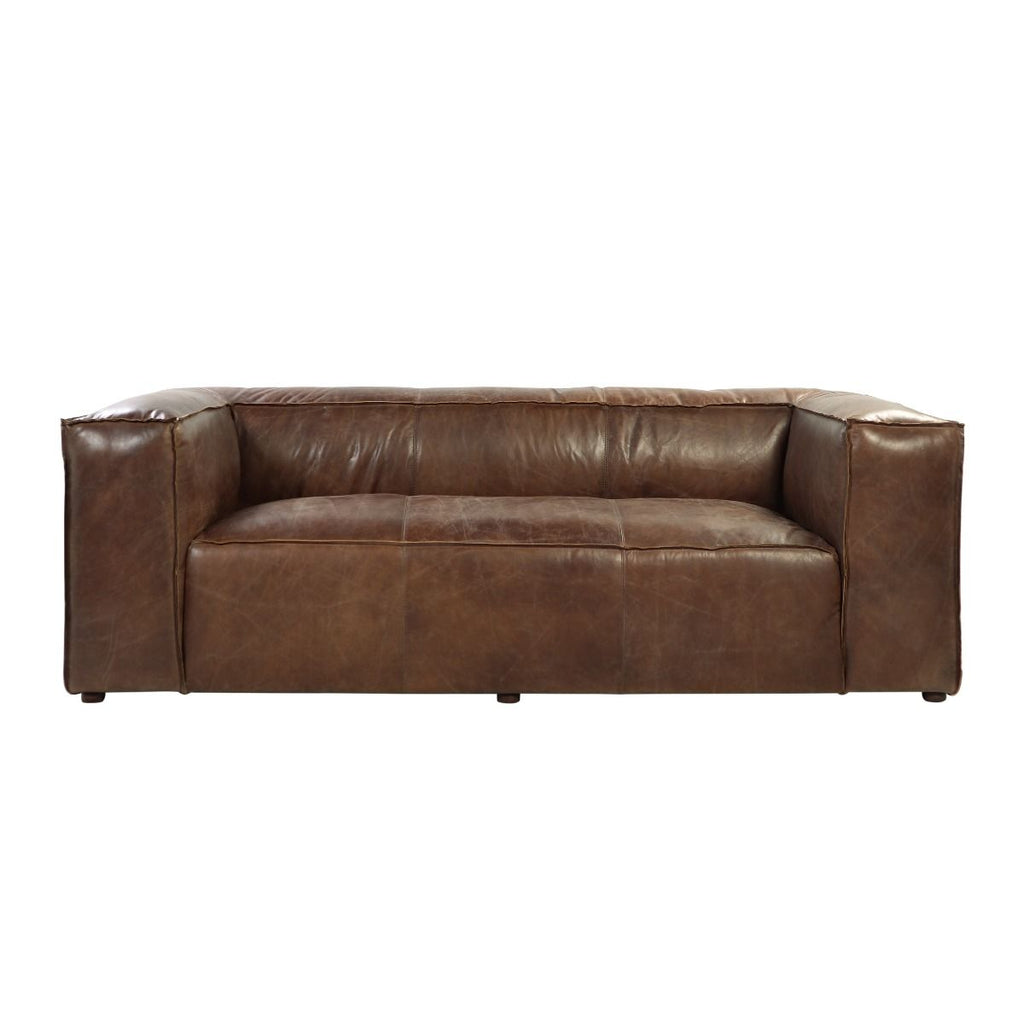 Acme 53545  17 stories diep brancaster retro brown top grain leather sofa