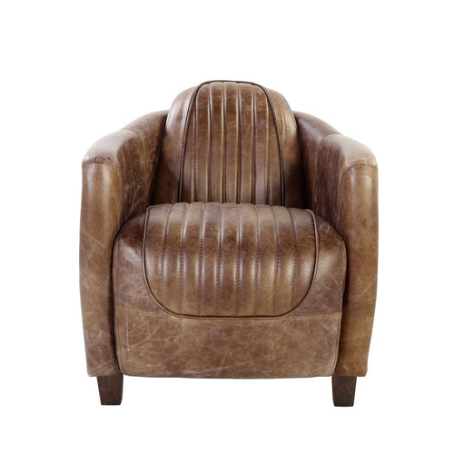 Acme 53547  17 stories diep brancaster retro brown top grain leather chair with stainless steel accents