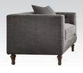 Acme 53582 Gracie oaks malone sidonia gray velvet tufted backs feather down pillows accent chair