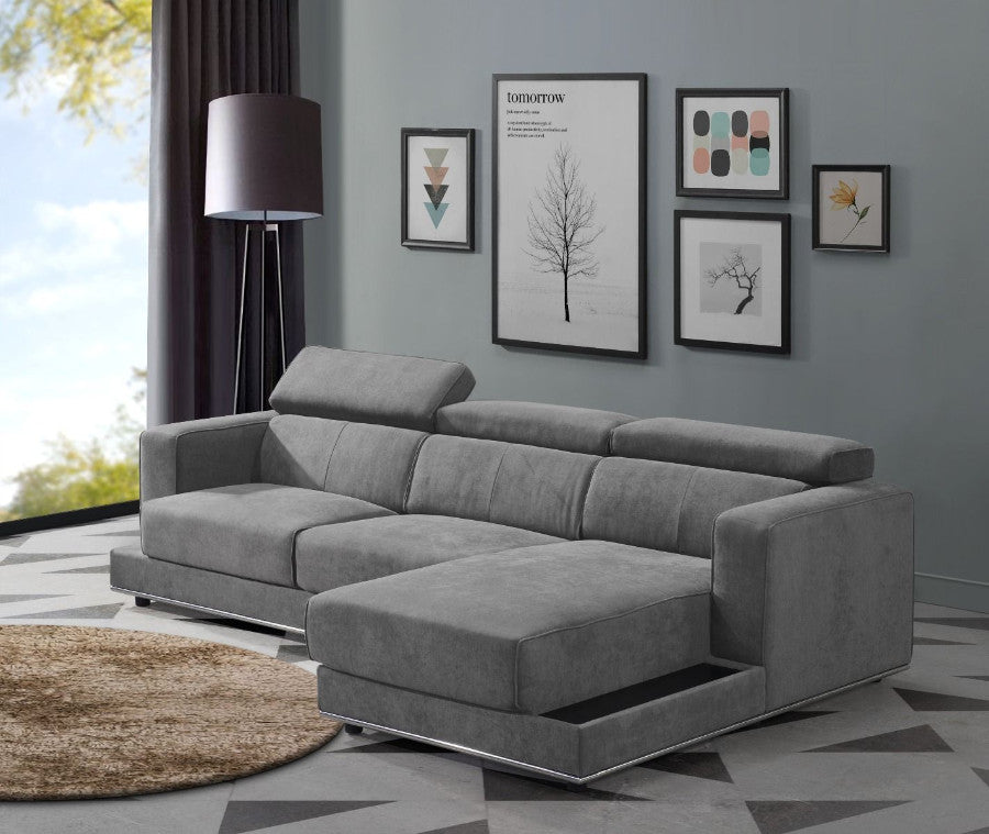 Acme 53720-23 2 pc Waldorf park alwin dark gray fabric modular sectional sofa with chaise