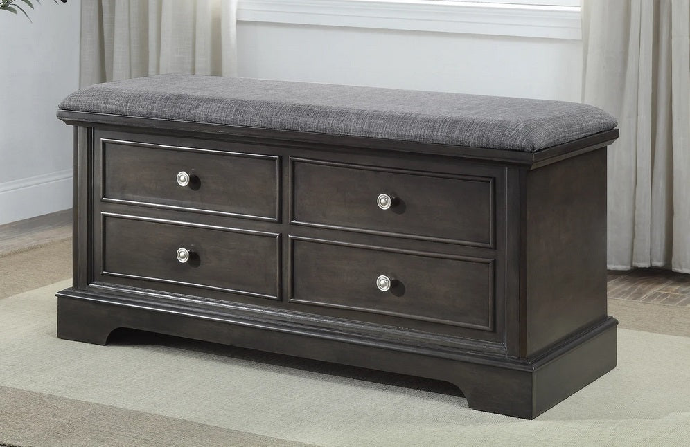 Asia Direct 5409-GRY Loon peak glenbrook grey finish wood cedar chest storage bedroom bench with cushion