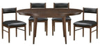 Clive Cherry Finish Wood Maple Veneer Mid-Century Modern 5-Piece Round/Oval Dining Table Set – 5413-65-5PC
