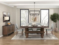 Franco Walnut Finish Wood Double Pedestal 6-Piece Dining Table Set with Fabric Seat, Backs and Bench – 5414-95-6PC