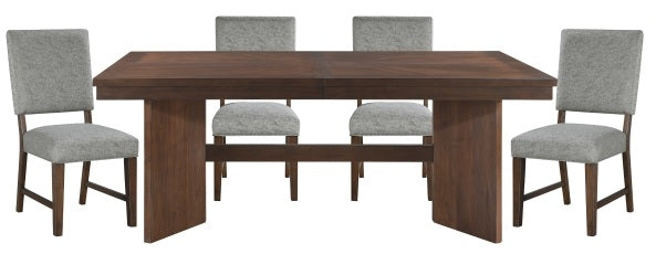 Franco Walnut Finish Wood Double Pedestal 6-Piece Dining Table Set with Fabric Seat, Backs and Bench – 5414-95-6PC