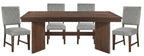 Franco Walnut Finish Wood Double Pedestal 6-Piece Dining Table Set with Fabric Seat, Backs and Bench – 5414-95-6PC