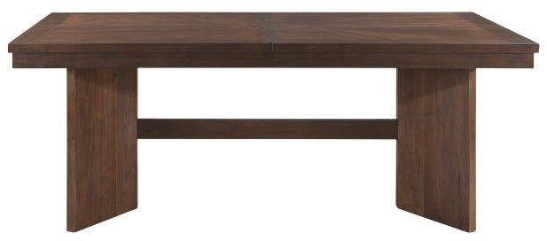 Franco Walnut Finish Wood Double Pedestal 6-Piece Dining Table Set with Fabric Seat, Backs and Bench – 5414-95-6PC