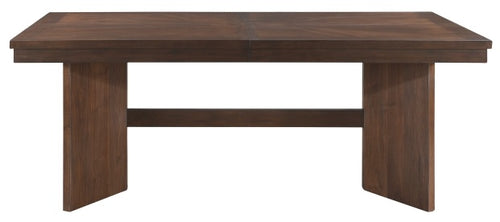 5414-95-7PC 7 pc Franco walnut finish wood double pedestal dining table set fabric seat and backs