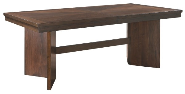 Franco Walnut Finish Wood Double Pedestal 6-Piece Dining Table Set with Fabric Seat, Backs and Bench – 5414-95-6PC