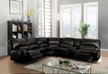 Acme LV54150 6 pc Saul euro black leather-aire sectional sofa with power recliners USB ports