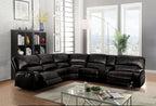 Acme LV54150 6 pc Saul euro black leather-aire sectional sofa with power recliners USB ports