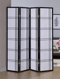 Keitez 4-Panel Black Wood Double Cross Design Shoji Screen Room Divider – 542BK-4