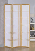 Keitez 3-Panel Natural Wood Double Cross Design Shoji Screen Room Divider – 542NA