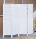 Asia Direct 5420-4 4 panel white shutter style room divider shoji screen solid wood