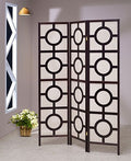 Triana 3-Panel Black Wood Circular Design Shoji Screen Room Divider with Jute Inlay – 5426-3