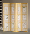 Asia Direct 5442-4 World menagerie reyansh natural finish 4 panel floral room divider screen