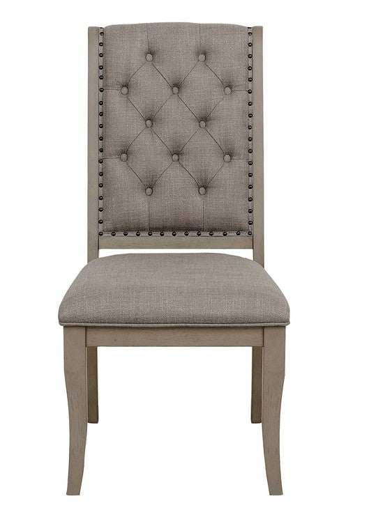 Set of 2 Vermillion oak bisque finish wood dining chairs