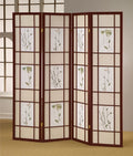 Reyansh 4-Panel Cherry Wood Floral Room Divider Screen – 5443-4