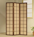 Nidhi 3-Panel Dark Wood Jute Inlay Room Divider Screen – 5445-3