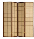 Asia Direct 5445-4 Ophelia and Co Nidhi dark finish wood frame 4 panel jute inlay room divider screen