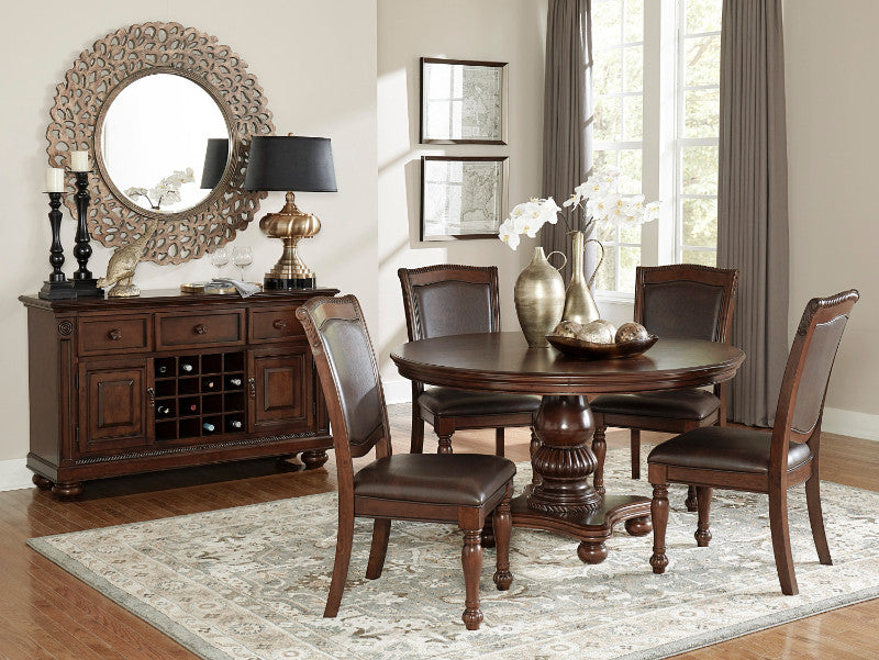 Homelegance 5473-54 5 pc Lordsburg brown cherry finish wood 54" round dining table set