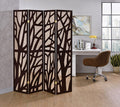 Asia Direct 5475-4 4 panel Tree design espresso finish wood with Jute inlay style room divider shoji screen