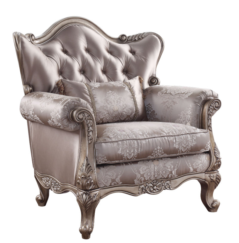 Acme 54867 2 pc Astoria grand welton jayceon champagne finish wood fabric oversized accent chair