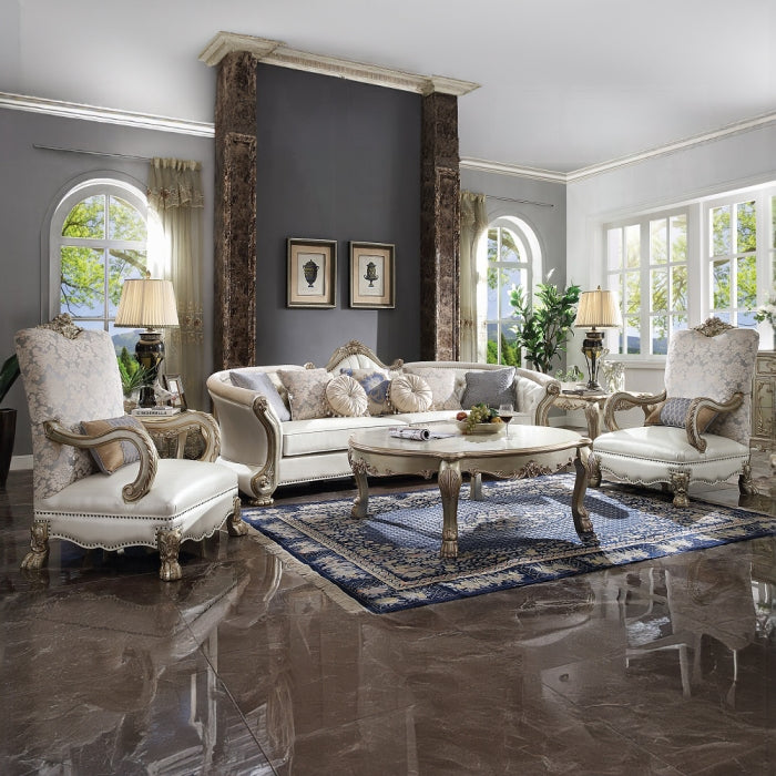 Acme 54875 Astoria Grand makenzie dresden II gold patina finish wood carved accents 113" sofa