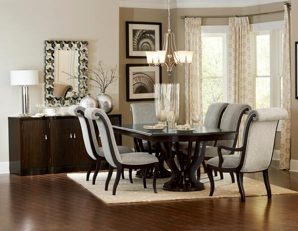 Homelegance 5494-106 7 pc Darby home co Savion espresso finish wood double pedestal 106" dining table set