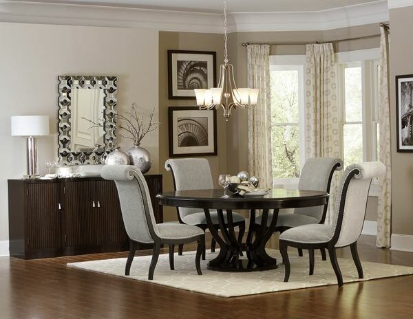 Homelegance 5494-76 7 pc Darby home co Savion espresso finish wood pedestal 60" round / 76" oval dining table set