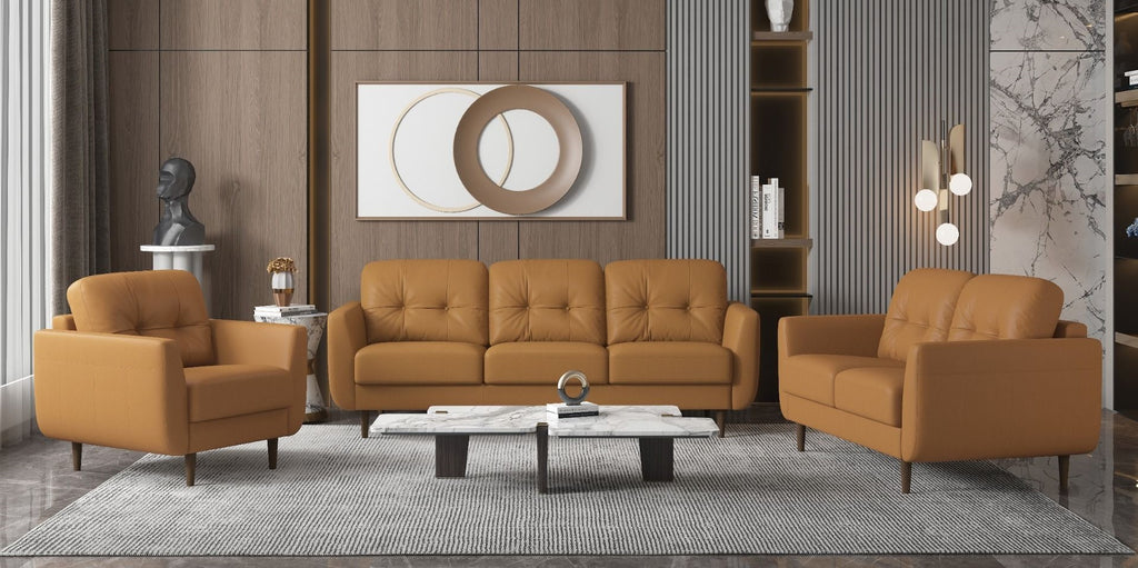 Acme 54955-56 2 pc set Corrigan studio chisholm radwan Mi Place modern camel top grain leather sofa and love seat set