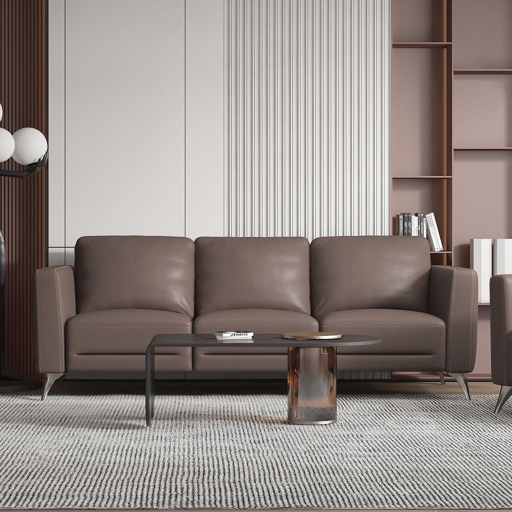 Acme 55000 Orren ellis akinruntan malaga Mi Place modern taupe top grain leather sofa