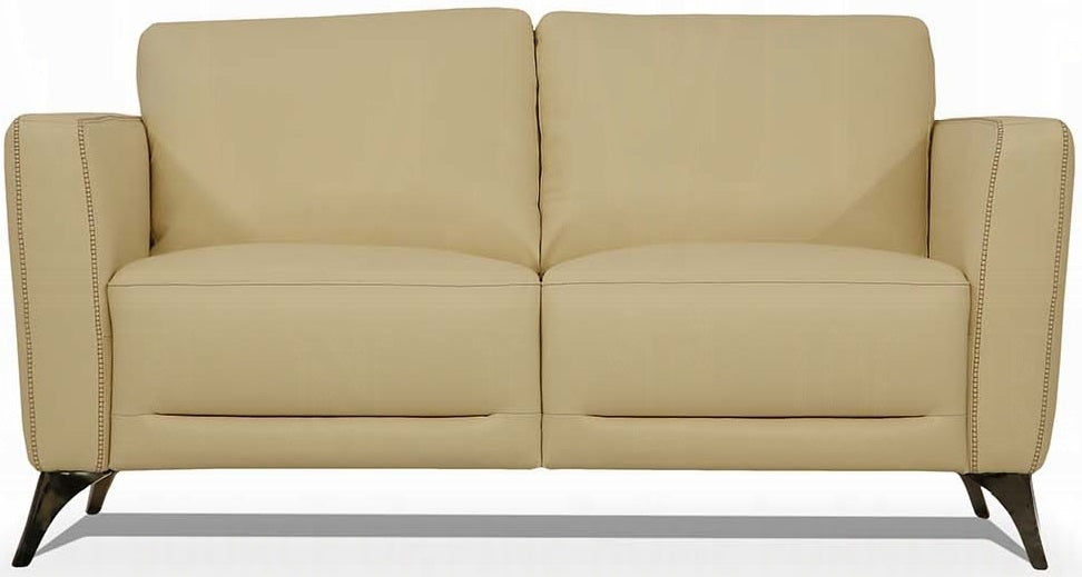 Acme 55005-06 2 pc Orren ellis akinruntan malaga Mi Place modern cream top grain leather sofa and love seat