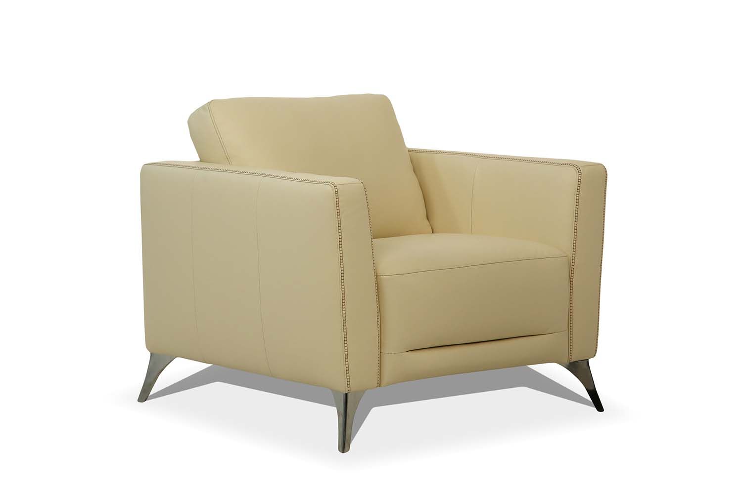 Acme 55007 Orren ellis akinruntan malaga Mi Place modern cream top grain leather accent chair