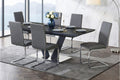 Homelegance Yannis 7-Piece High Gloss Black Chrome Base Modern Dining Table Set – 5503BK-7PC