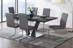 Homelegance Yannis 7-Piece High Gloss Black Chrome Base Modern Dining Table Set – 5503BK-7PC