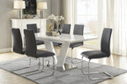 Homelegance Yannis 7-Piece High Gloss White Chrome Base Modern Dining Table Set – 5503-7PC