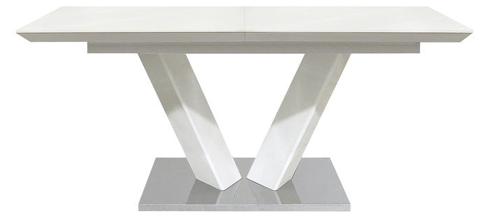 Homelegance Yannis 7-Piece High Gloss White Chrome Base Modern Dining Table Set – 5503-7PC
