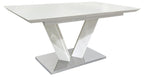 Homelegance Yannis 7-Piece High Gloss White Chrome Base Modern Dining Table Set – 5503-7PC