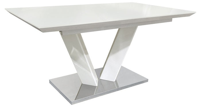Homelegance Yannis 7-Piece High Gloss White Chrome Base Modern Dining Table Set – 5503-7PC