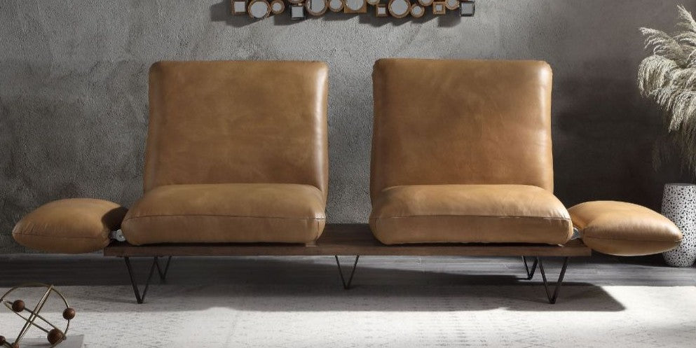 Acme 55065 Alcott hill bracken nareeh nutmeg top grain leather sofa with adjustable arms and swivel seats