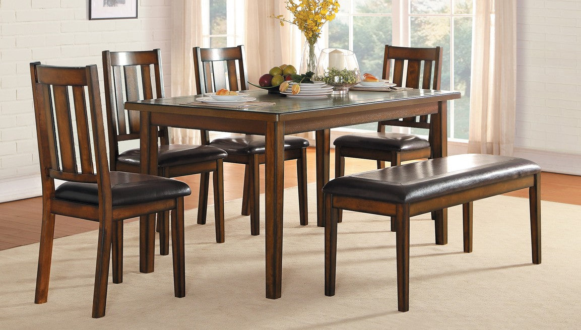 Homelegance 5511-6PC 6 pc Darby home co delmar espresso finish wood dining table set with bench
