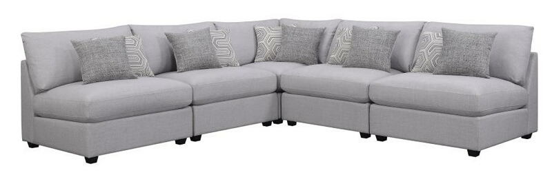 Coaster 551511-S5A  5 pc Claude II grey linen like fabric modular sectional sofa