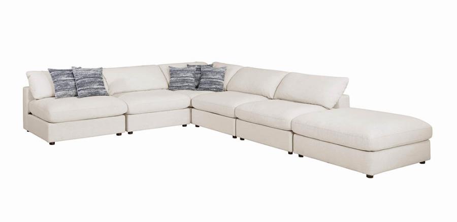 Coaster 551321 6 pc Latitude run artzt serene porch and den erin beige linen blend fabric modular sectional sofa