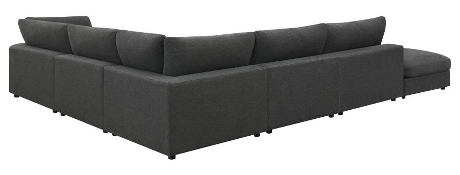 Coaster 551324 6 pc Latitude run artzt serene porch and den erin charcoal linen blend fabric modular sectional sofa